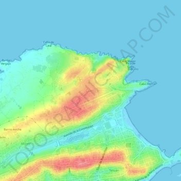 Mapa topográfico Cueto, altitud, relieve