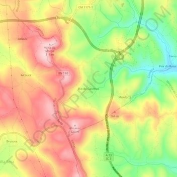 Mapa topográfico Rio de Galinhas, altitud, relieve