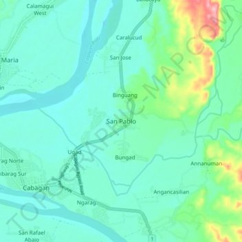 Mapa topográfico San Pablo, altitud, relieve