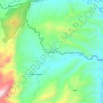 Mapa topográfico Guadalupe, altitud, relieve