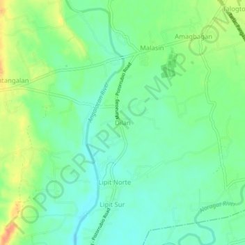 Mapa topográfico Dilan, altitud, relieve