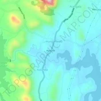 Mapa topográfico Alugolla, altitud, relieve