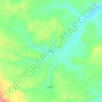 Mapa topográfico Onia, altitud, relieve