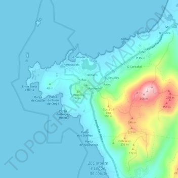 Mapa topográfico Miñarzo, altitud, relieve