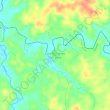Mapa topográfico Correjimiento San Jose, altitud, relieve