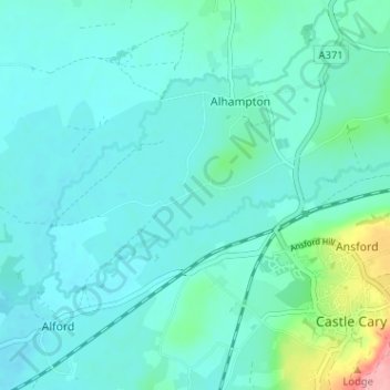 Mapa topográfico Sutton, altitud, relieve