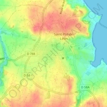 Mapa topográfico Cité Ty Dour, altitud, relieve