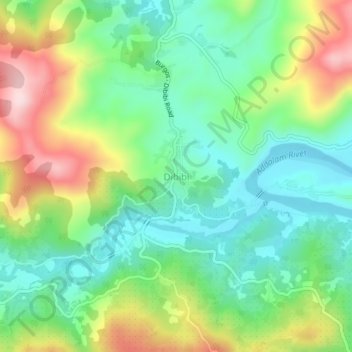 Mapa topográfico Dibibi, altitud, relieve