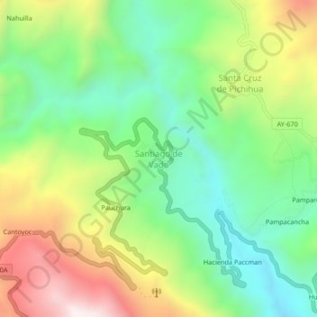 Mapa topográfico Santiago de Vado, altitud, relieve