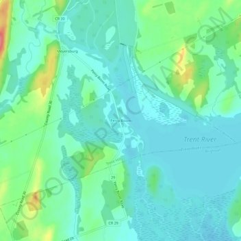 Mapa topográfico Percy Boom, altitud, relieve