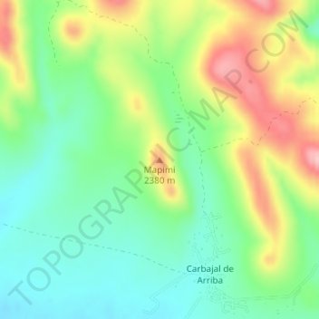 Mapa topográfico Mapimi, altitud, relieve