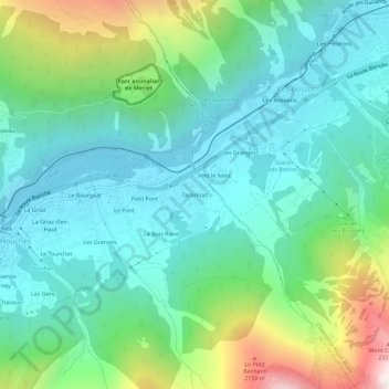Mapa topográfico Taconnaz, altitud, relieve