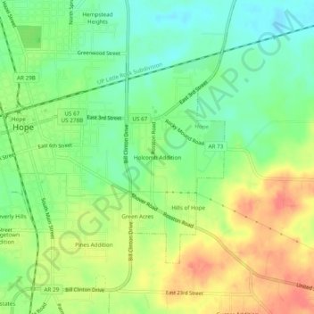 Mapa topográfico Holcomb Addition, altitud, relieve