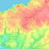 Mapa topográfico Penn ar Menez, altitud, relieve