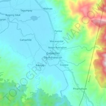 Mapa topográfico Gabaldon, altitud, relieve