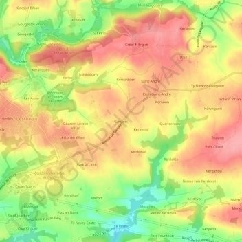 Mapa topográfico Garsalec, altitud, relieve