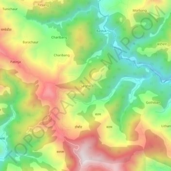 Mapa topográfico Saigha, altitud, relieve