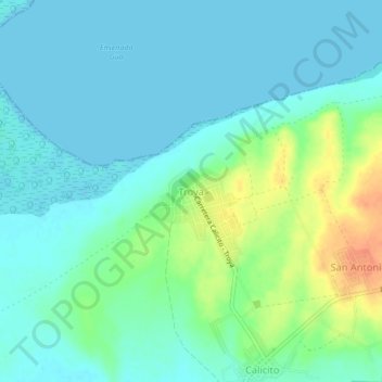 Mapa topográfico Troya, altitud, relieve