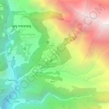 Mapa topográfico नेपाल, altitud, relieve