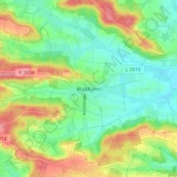 Mapa topográfico Waldtann, altitud, relieve