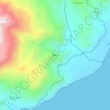 Mapa topográfico Sahan, altitud, relieve