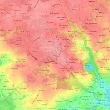 Mapa topográfico Kerilis, altitud, relieve