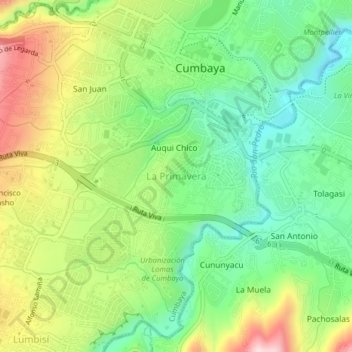 Mapa topográfico La Primavera, altitud, relieve