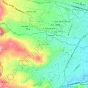 Mapa topográfico Misicata, altitud, relieve