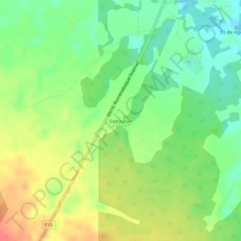 Mapa topográfico San Julian, altitud, relieve