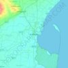 Mapa topográfico Kakinada, altitud, relieve