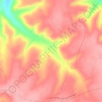 Mapa topográfico Los Montes, altitud, relieve