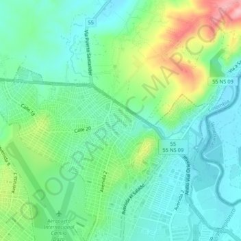 Mapa topográfico La Concordia, altitud, relieve