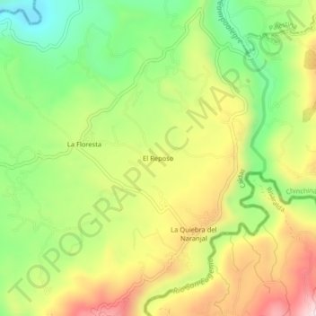 Mapa topográfico El Reposo, altitud, relieve