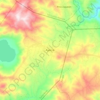 Mapa topográfico Ayarza, altitud, relieve