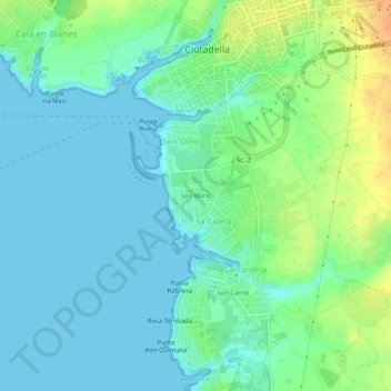 Mapa topográfico Son Blanc, altitud, relieve