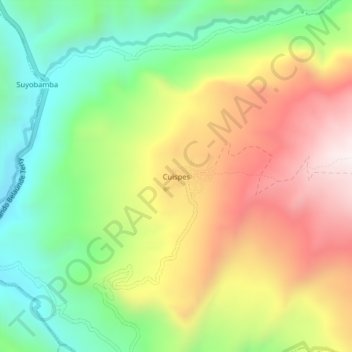 Mapa topográfico Cuispes, altitud, relieve