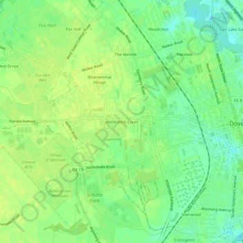 Mapa topográfico Woodstock Court, altitud, relieve