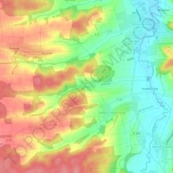 Mapa topográfico Violau, altitud, relieve