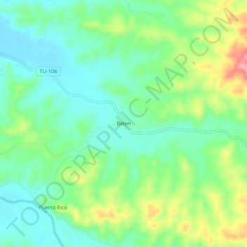Mapa topográfico Belen, altitud, relieve