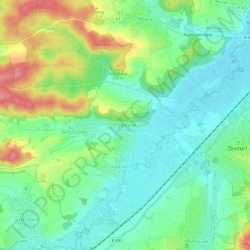 Mapa topográfico Oggenhof, altitud, relieve