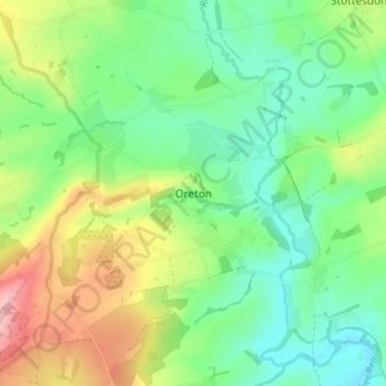 Mapa topográfico Oreton, altitud, relieve