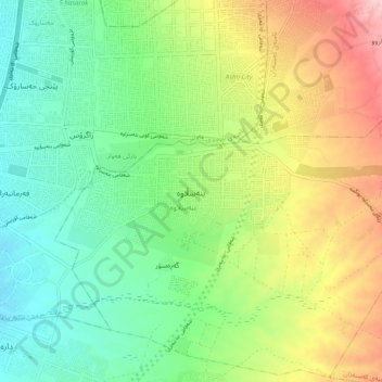 Mapa topográfico Bnaslawa, altitud, relieve