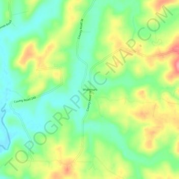 Mapa topográfico Wideman, altitud, relieve