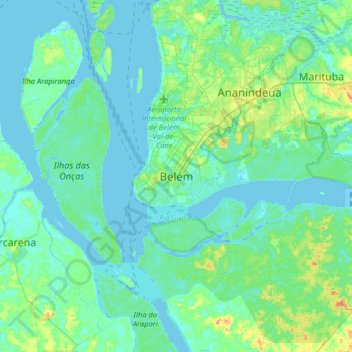 Mapa topográfico Belén, altitud, relieve