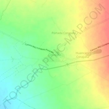Mapa topográfico Corapata, altitud, relieve