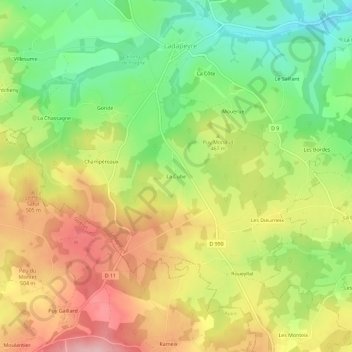 Mapa topográfico La Cube, altitud, relieve