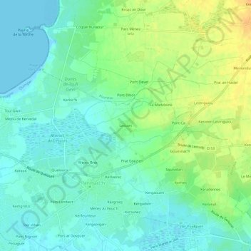 Mapa topográfico Lescors, altitud, relieve
