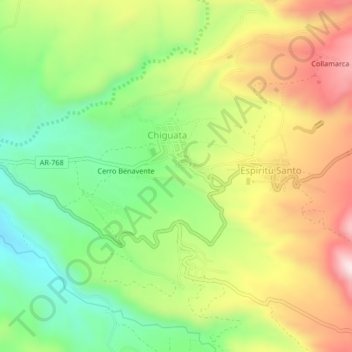 Mapa topográfico Buena Vista, altitud, relieve