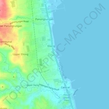 Mapa topográfico Tibungco, altitud, relieve