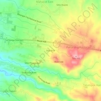 Mapa topográfico Sitio Buli, altitud, relieve